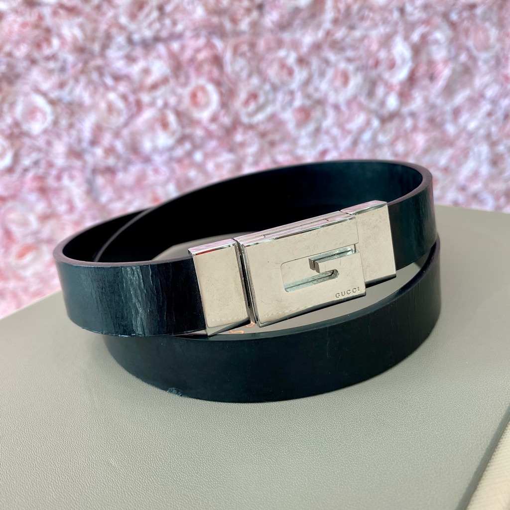 Gucci Vintage Black Leather Belt! Size 75!
